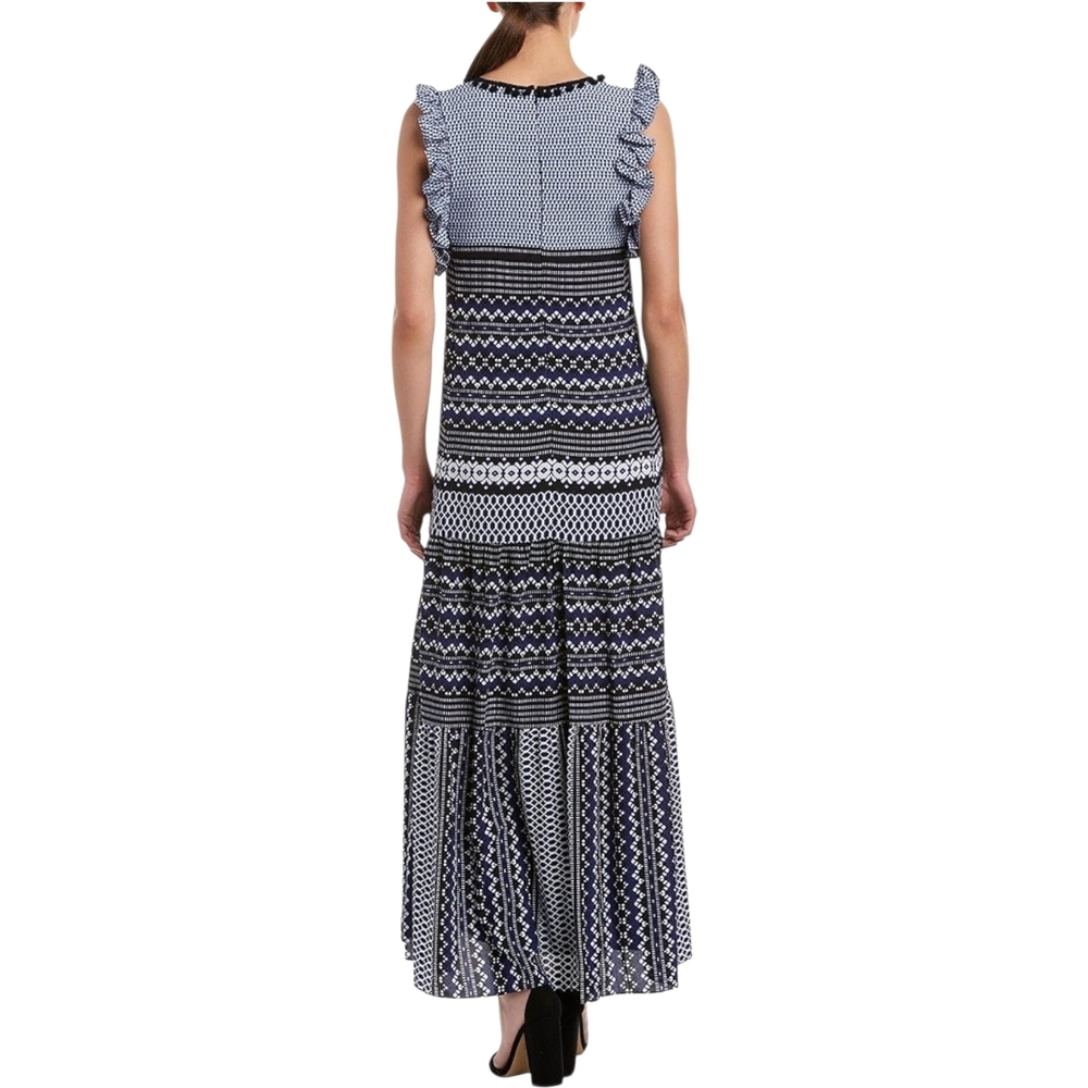 Taylor Ruffle Sleeve Mix Print V-Neck Maxi Dress - Picture 2 of 8